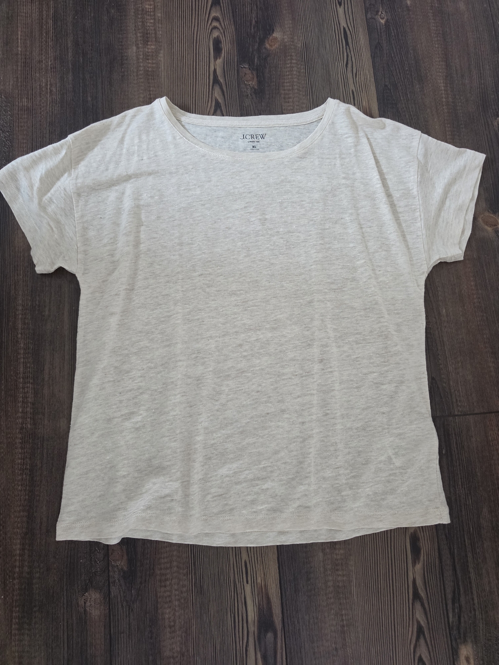 J. Crew Women's Linen Short Sleeve Crewneck Tee in Heather Natural XL